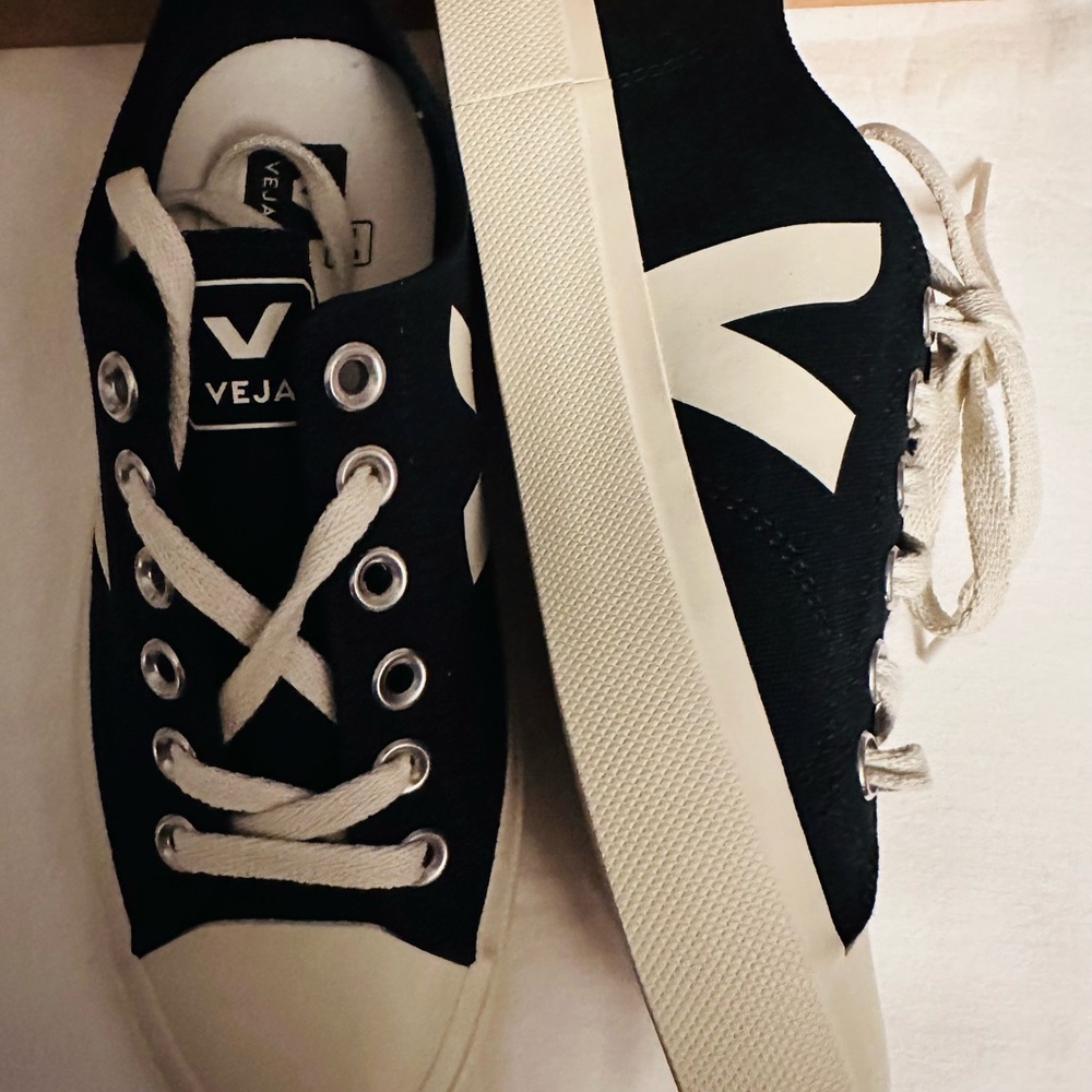 Veja Black and White Canvas Sneakers
